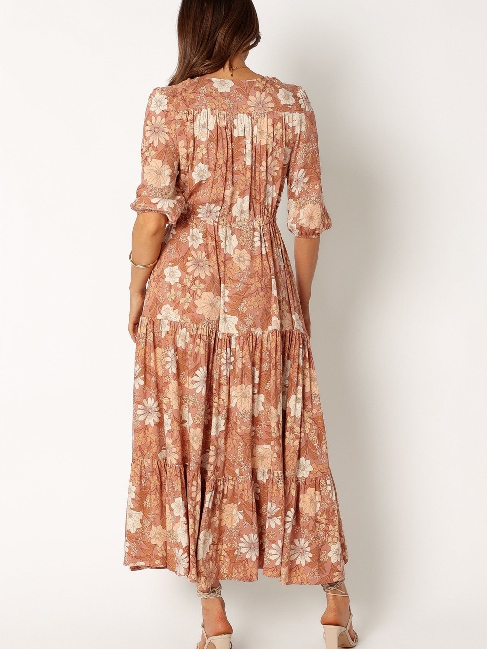 Petal & Pup Kelda Dress Rust Floral Tiered Maxi Dress - Picture 4 of 10